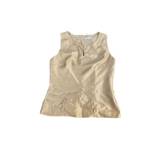 Women's A Wild Thyme Gold Pink Beaded Sleeveless Blouse Size 10 #78